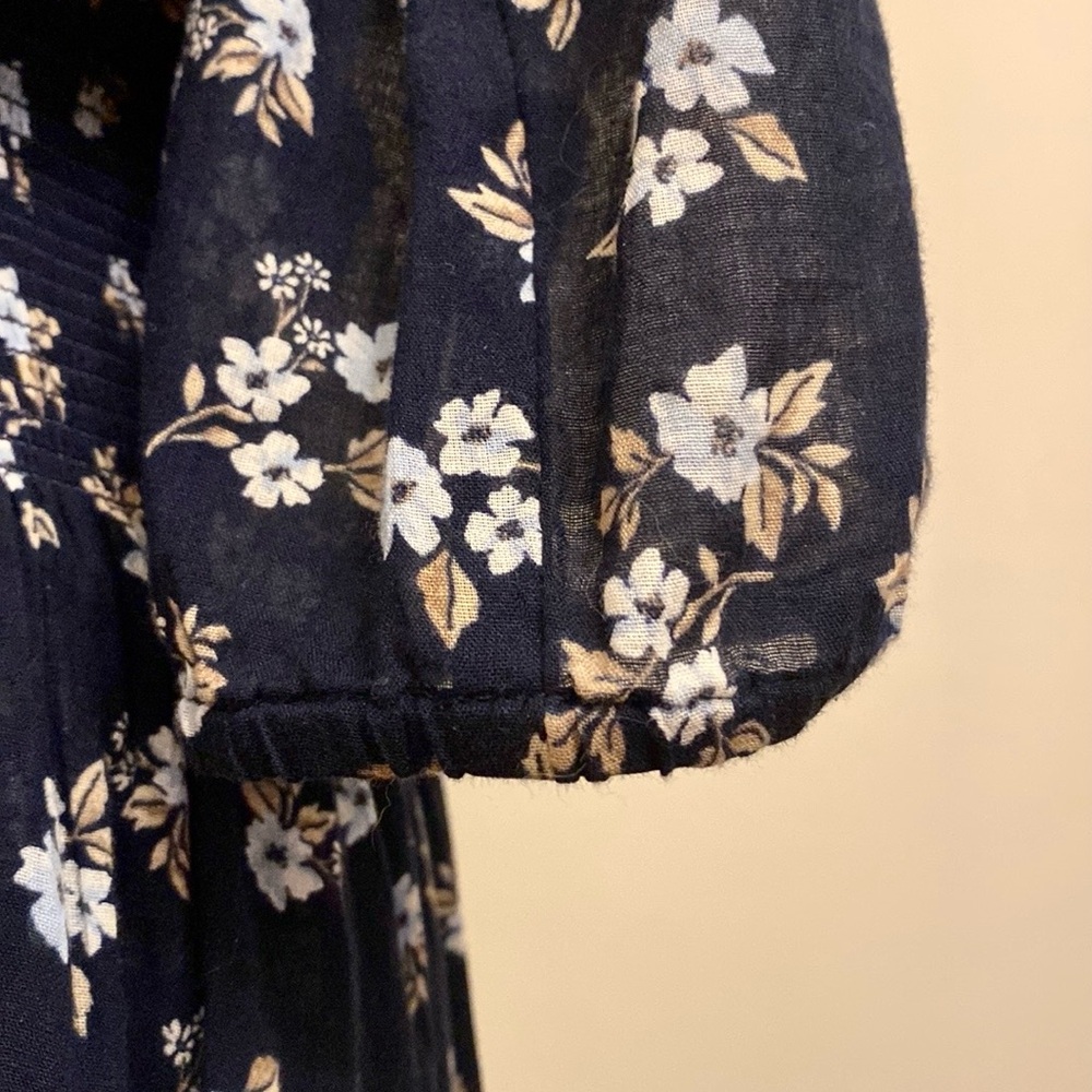 J. Jill Navy Blue Ditsy Floral SZ S Cottagecore Romantic Boho Chic Peasant Dress - Picture 6 of 13